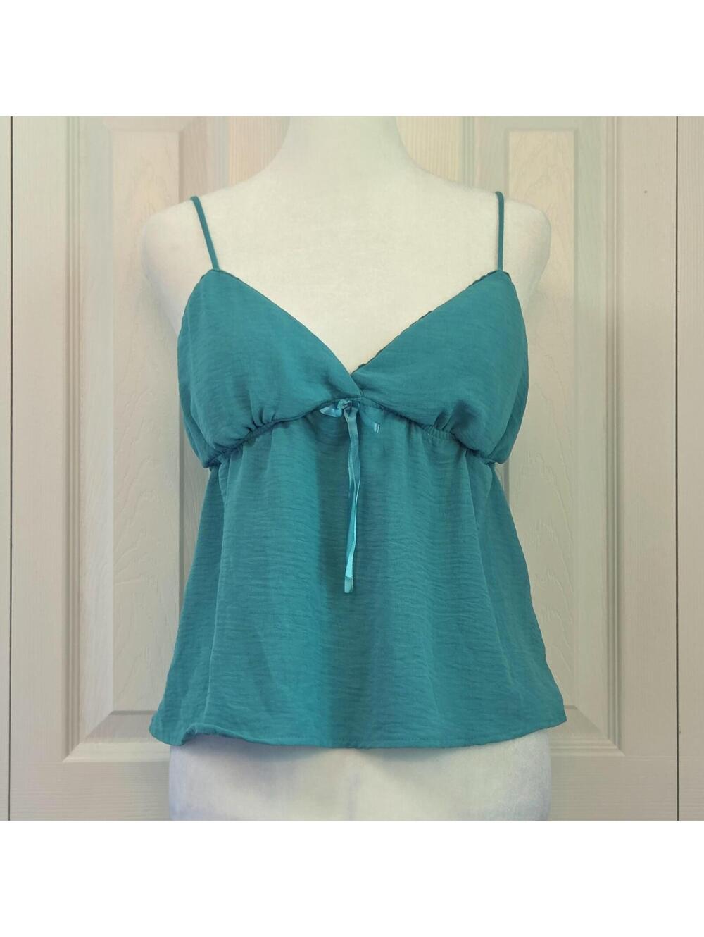 Teal Blue Green Babydoll Cami Size M Y2K Mermaid Boho Beach Summer Empire Waist